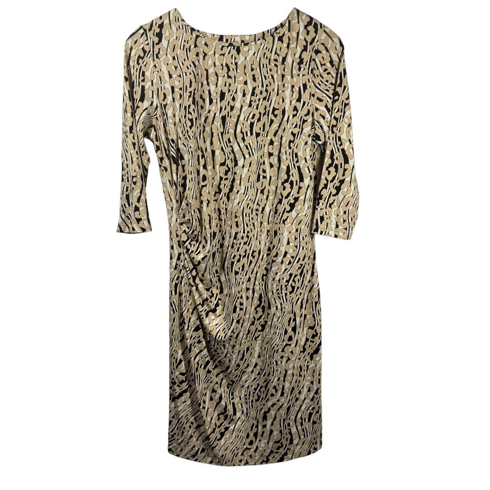 J. McLaughlin Sage Jersey Dress Women M Leopard Cheetah Animal Print Midi Shift